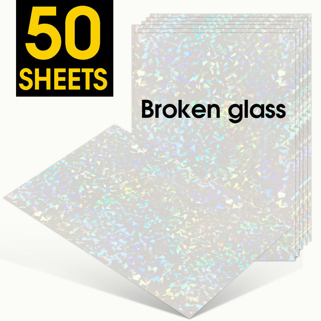 50 Sheets Broken Glass Hologram Cold Lamination Film Sticker A4 Sheets Star  Shiny Dots DIY Package Card Photo Holographic Film - AliExpress